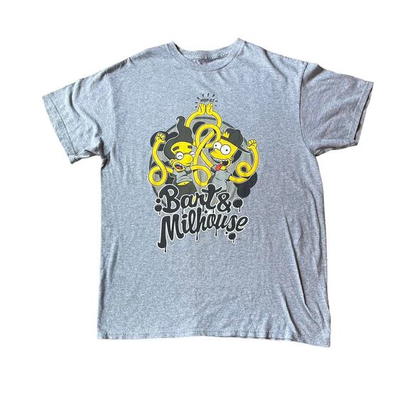 Simpsons Bart Milhouse Printed T-shirt Size L - Picture 2 of 3